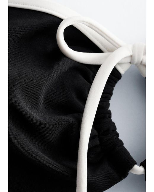& Other Stories Black Tie-Front Bandeau Bikini Top