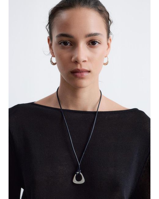 & Other Stories Blue Rolled Edge Boat-Neck Top