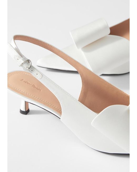 & Other Stories White Bow-Embellished Satin Pumps