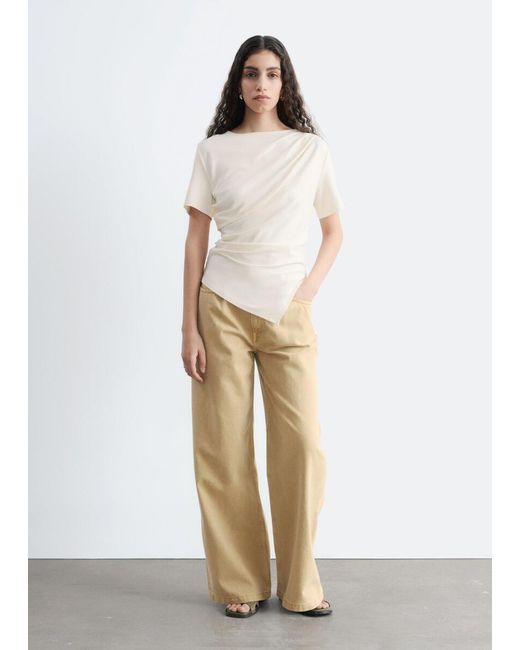 & Other Stories White Draped Asymmetric T-Shirt