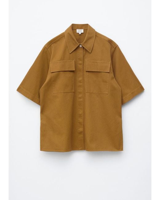 & Other Stories Brown Short-Sleeve Cotton Shirt
