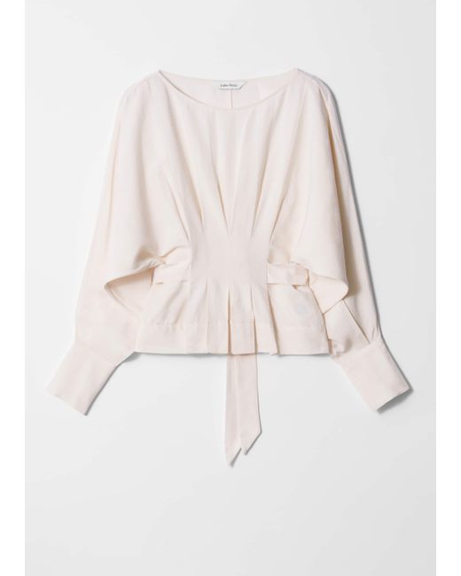 & Other Stories Natural Pleated Boatneck Blouse