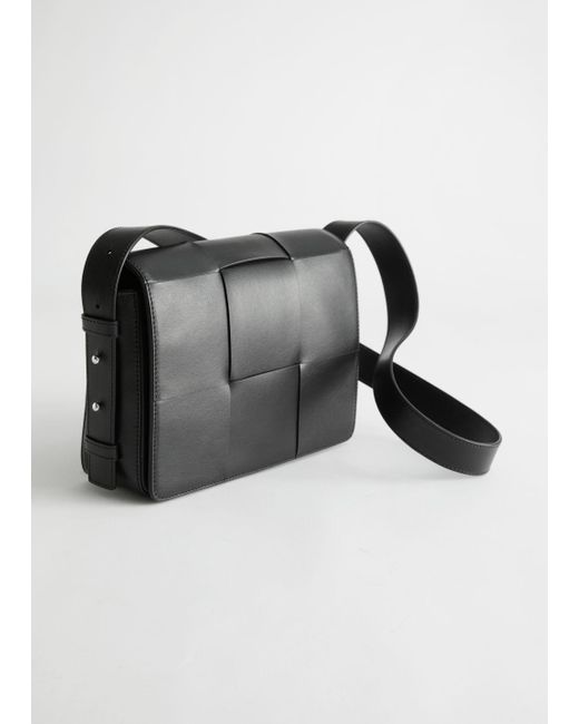 & Other Stories Black Braided Square Leather Bag