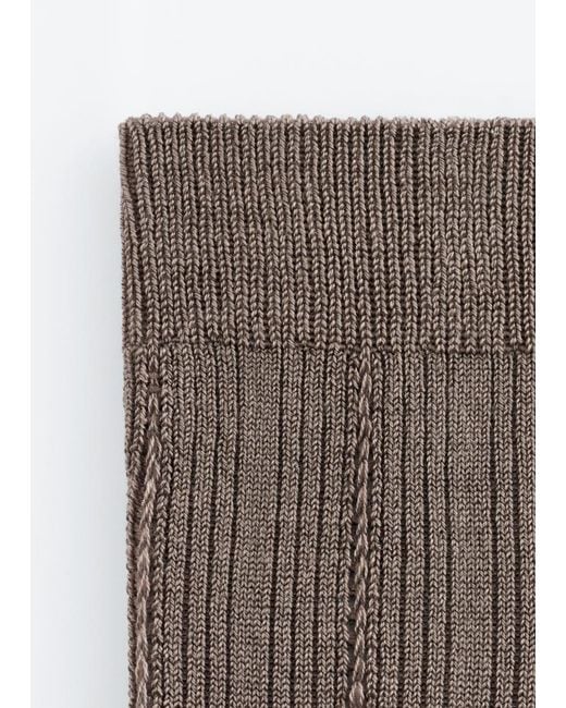 & Other Stories Brown Rib-Knit Silk-Blend Socks