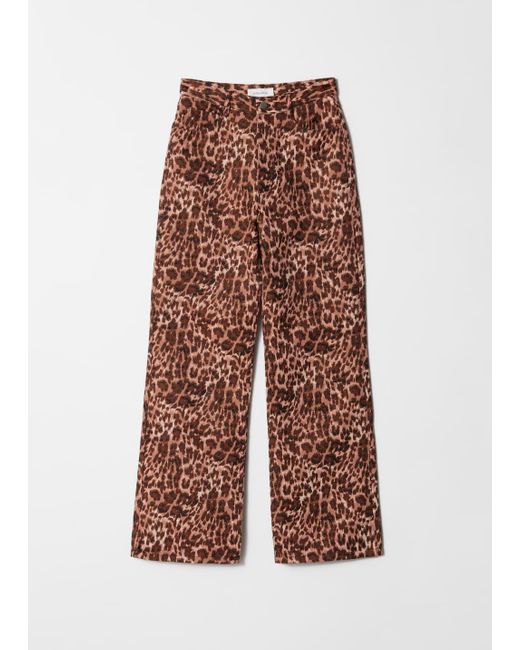 & Other Stories White Leopard Print Trousers