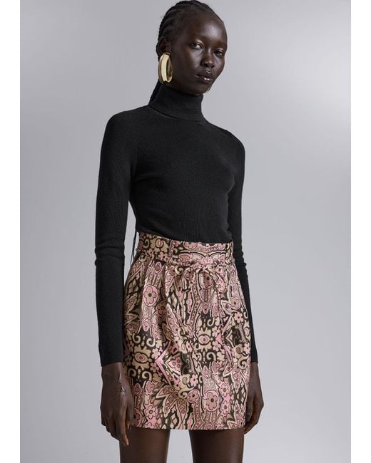 & Other Stories Black Glitter Jacquard Mini Skirt