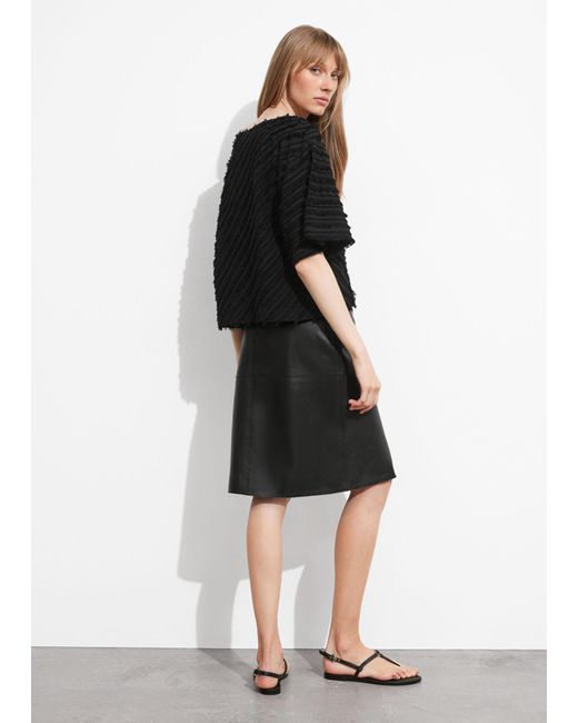 & Other Stories Black Textured Short-sleeve Top