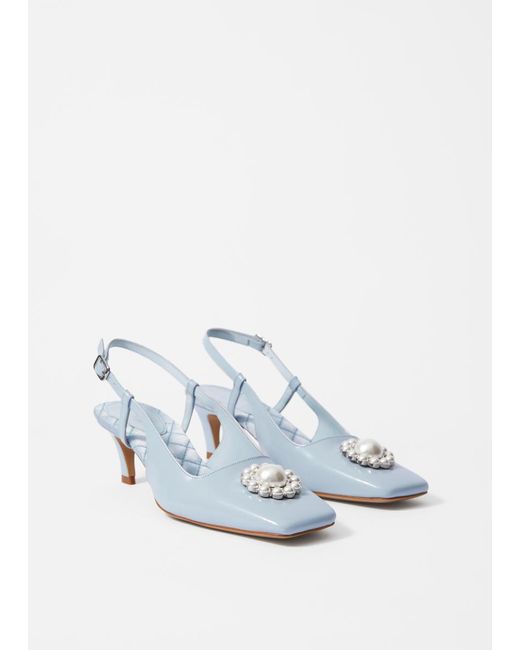 & Other Stories White Glossed-Leather Slingback Pumps