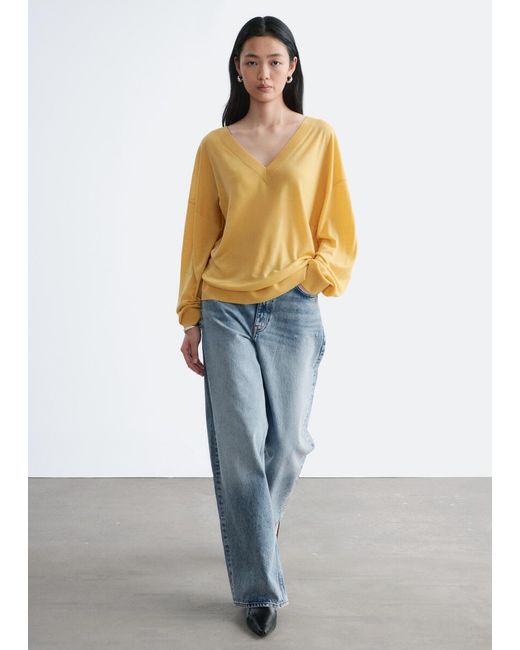& Other Stories Blue Oversized Merino Wool Jumper