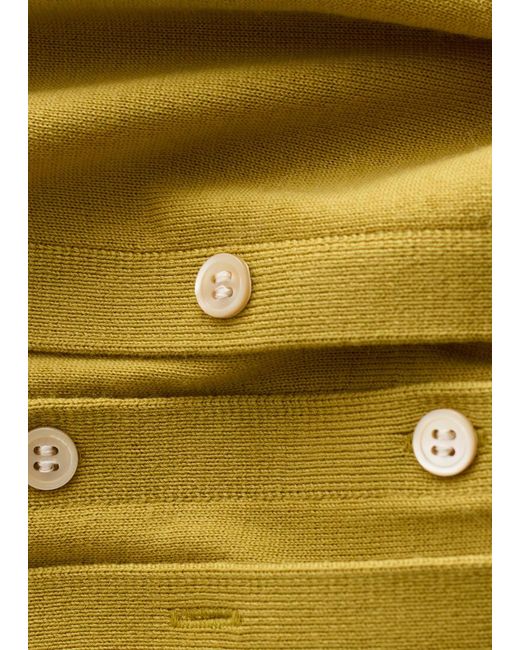& Other Stories Yellow Double-Layer Merino Wool Cardigan