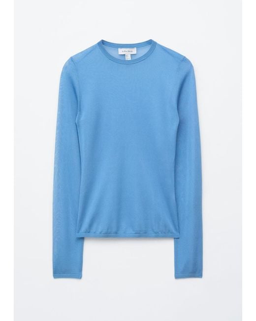 & Other Stories Blue Fine-Knit Sheer Top