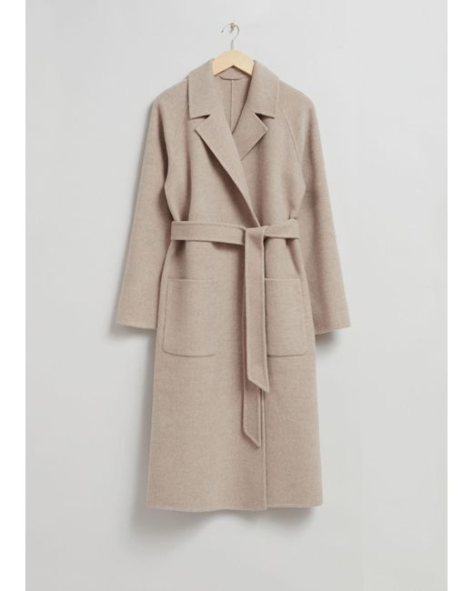 & Other Stories Natural Patch Pocket Belted Coat