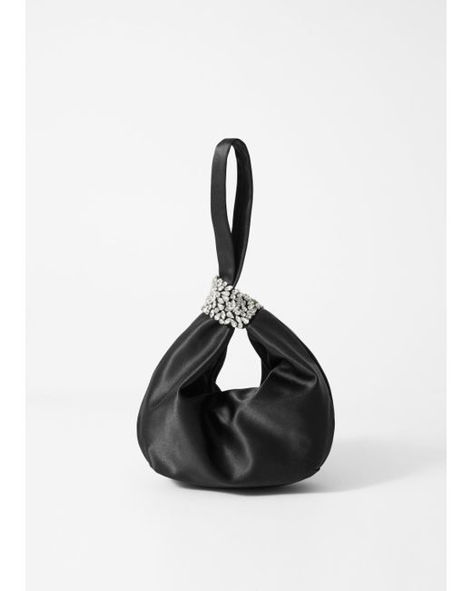 & Other Stories Black Crystal-Embellished Satin Pouch