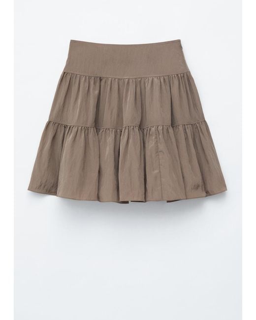 & Other Stories White Tiered Knee-Length Skirt