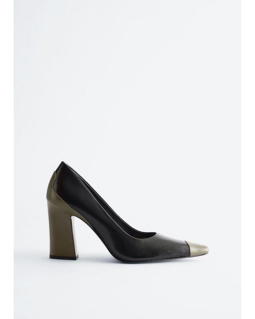 & Other Stories White Colour-Blocked Leather Pumps