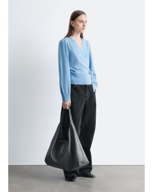 & Other Stories Blue Merino Wool Wrap Cardigan