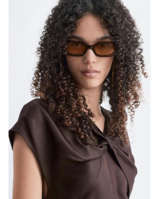 & Other Stories Brown Twisted Silk Dress