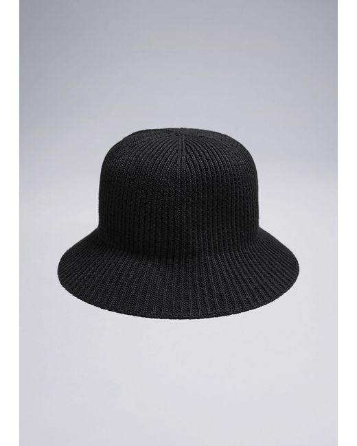 & Other Stories Black Rib Knitted Bucket Hat