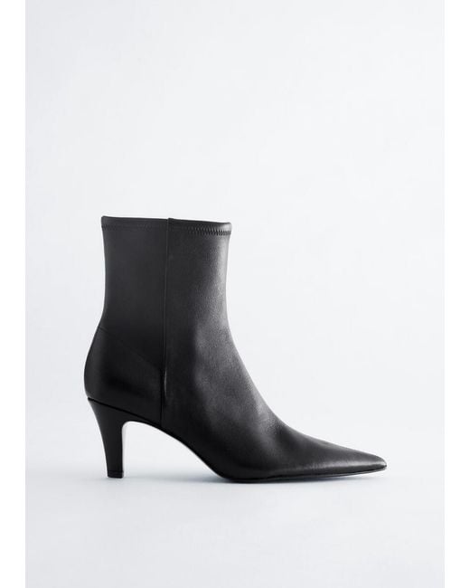 & Other Stories White Pointed Toe Leather Ankle Boots