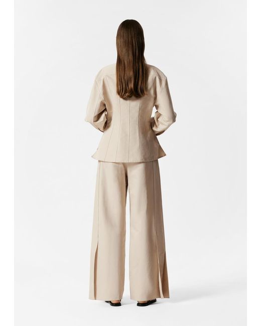 & Other Stories Natural Wide-Leg Side-Slit Trousers