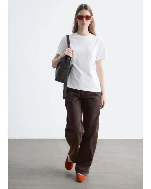 & Other Stories White Cotton Crew-Neck T-Shirt
