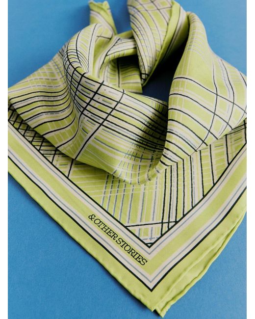 & Other Stories Yellow Printed Silk Scarf