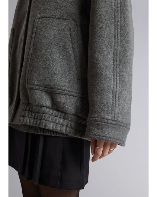 & Other Stories Gray Oversized Wool Jacket