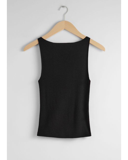 & Other Stories Black Ribbed Tank Top