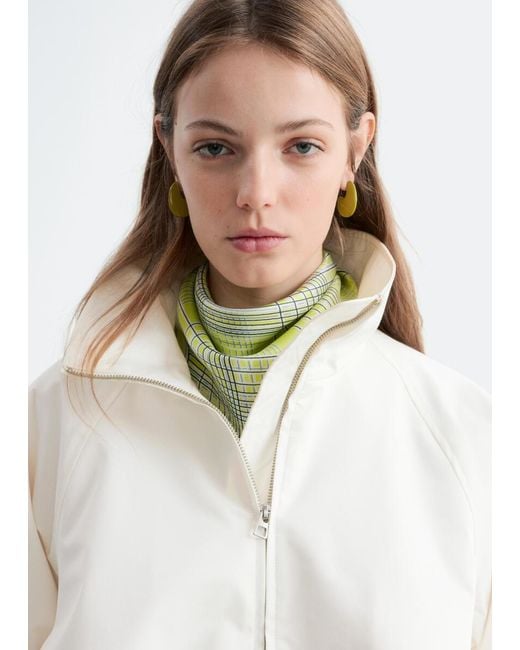 & Other Stories White Zip-Up Twill Jacket