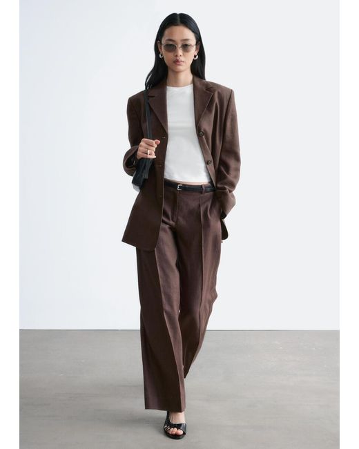 & Other Stories White Tailored Linen Trousers