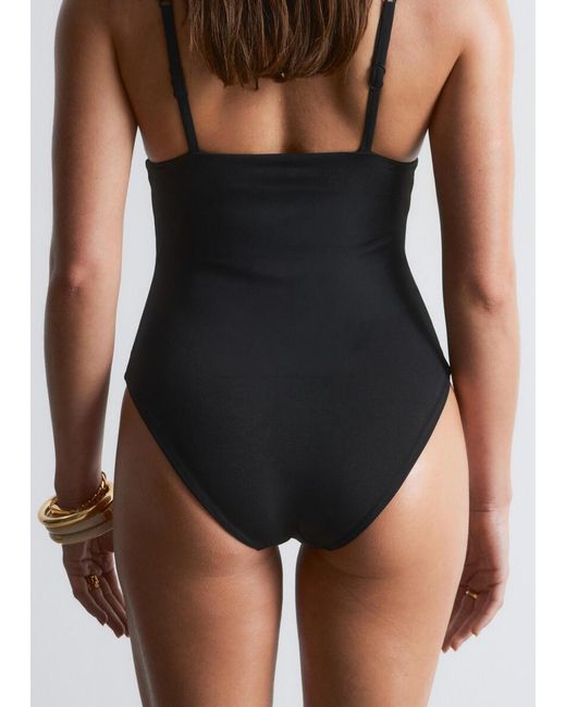 & Other Stories Black V-Neck Swimsuit