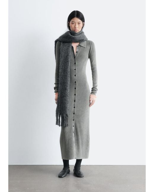 & Other Stories White Rib-Knit Midi Dress