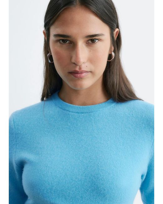 & Other Stories Blue Short-Sleeve Cashmere Top