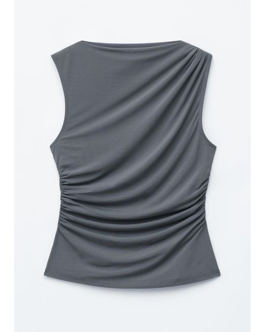 & Other Stories White Draped Jersey Top