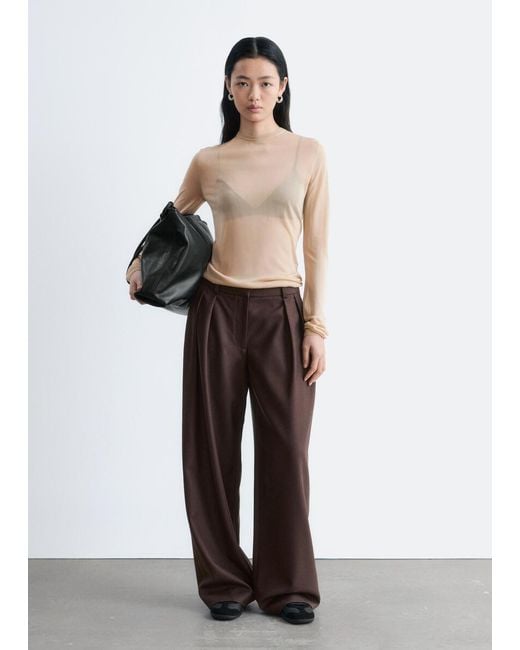 & Other Stories Natural Fine-Knit Sheer Top