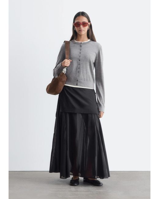 & Other Stories Gray Plain-Knit Wool Cardigan