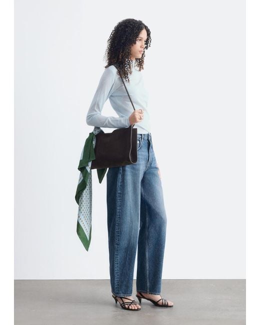 & Other Stories Blue Mock Neck Wool Top