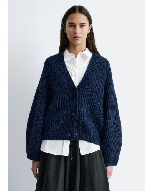 & Other Stories Blue Chunky Rib-Knit Cardigan