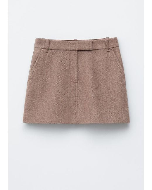 & Other Stories Brown Wool Mini Skirt