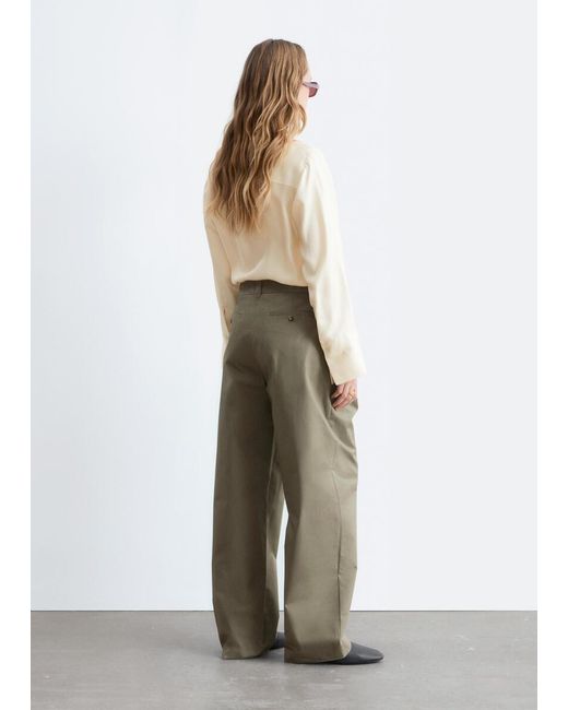 & Other Stories Metallic Pleated Cotton Trousers