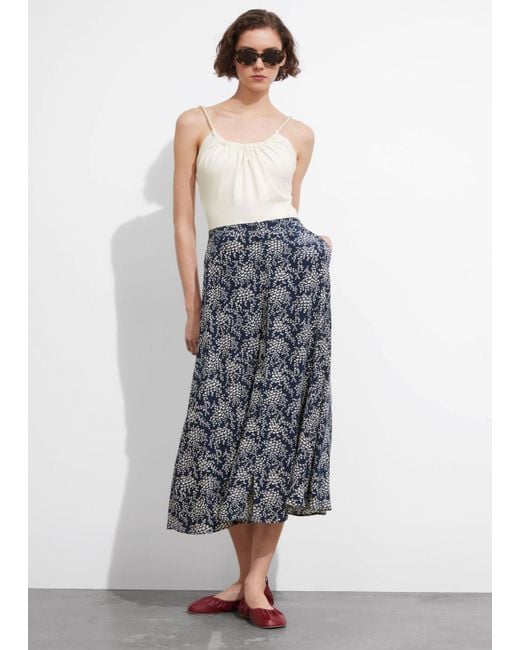 & Other Stories Gray Buttoned A-line Midi Skirt
