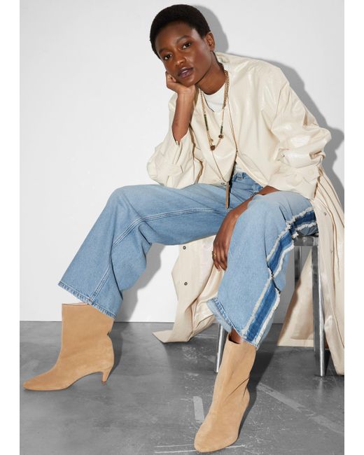 & Other Stories White Wide-Shaft Ankle Boots