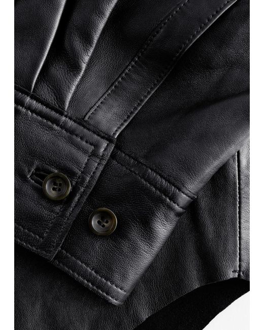 & Other Stories Red Oversized Leather Shirt
