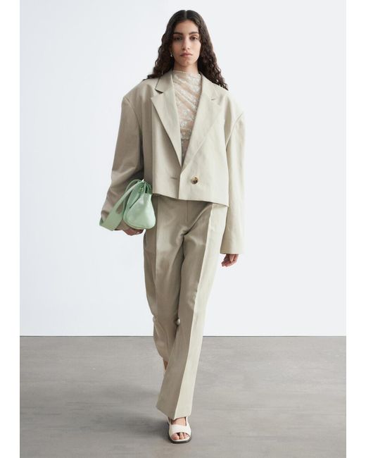 & Other Stories Natural Cropped Oversized Blazer