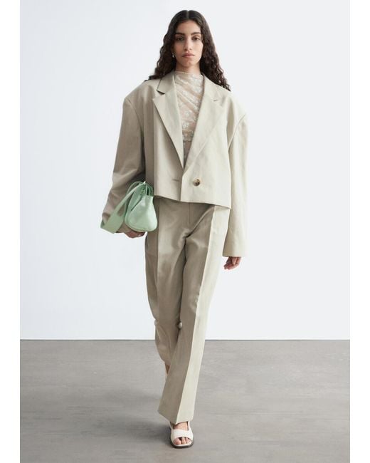 & Other Stories Natural Cropped Oversized Blazer