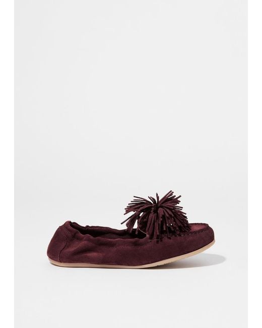 & Other Stories Brown Pompom Suede Loafers