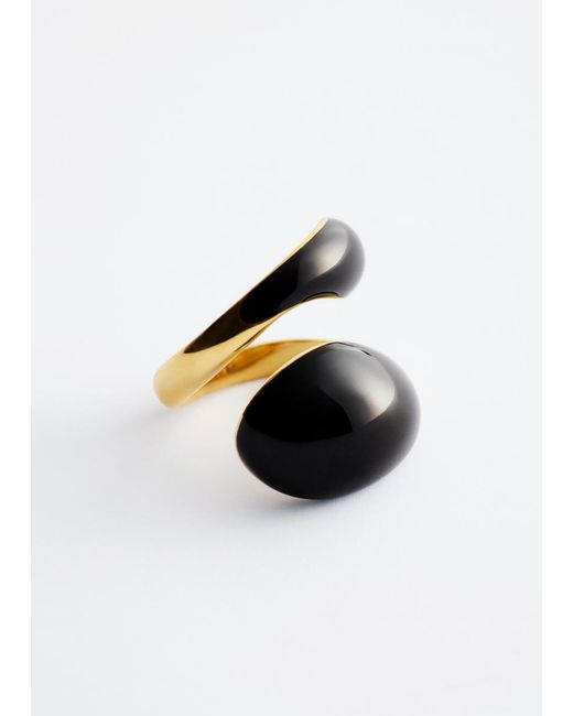 & Other Stories Black Double-Twist Sculptural Ring