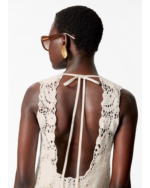 & Other Stories Natural Crochet Mini Dress