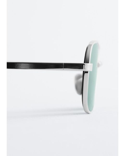 & Other Stories Green Slim Rectangular Sunglasses