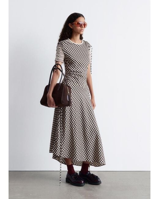 & Other Stories White Asymmetric Boatneck Midi Dress